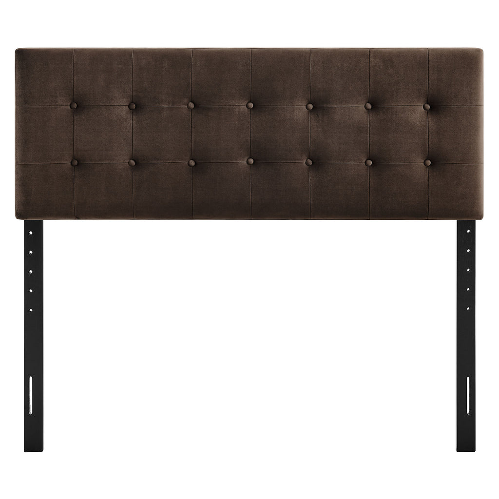 Emily Stain-Resistant Performance Velvet Queen Size Headboard - Chocolate Brown