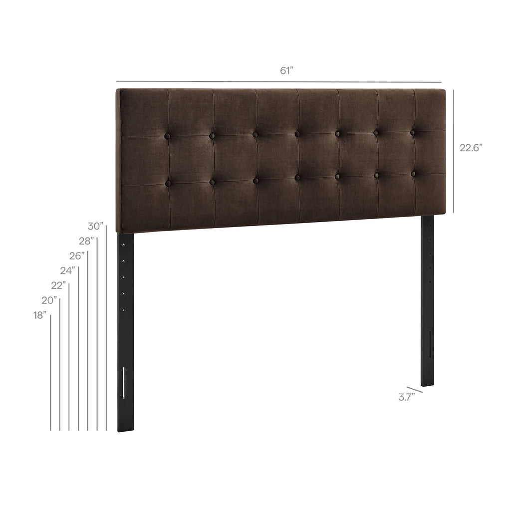 Emily Stain-Resistant Performance Velvet Queen Size Headboard - Chocolate Brown