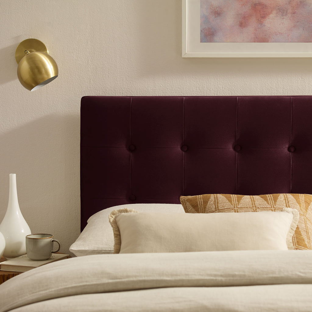 Emily Stain-Resistant Performance Velvet Queen Size Headboard - Mulberry