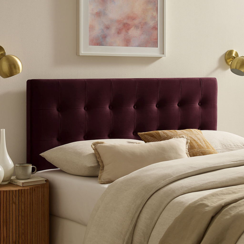 Emily Stain-Resistant Performance Velvet Queen Size Headboard - Mulberry