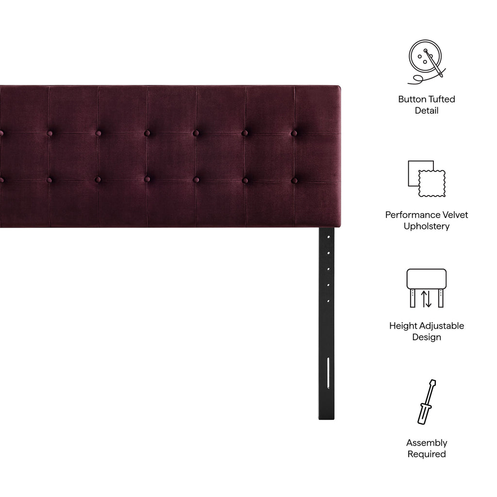Emily Stain-Resistant Performance Velvet Queen Size Headboard - Mulberry