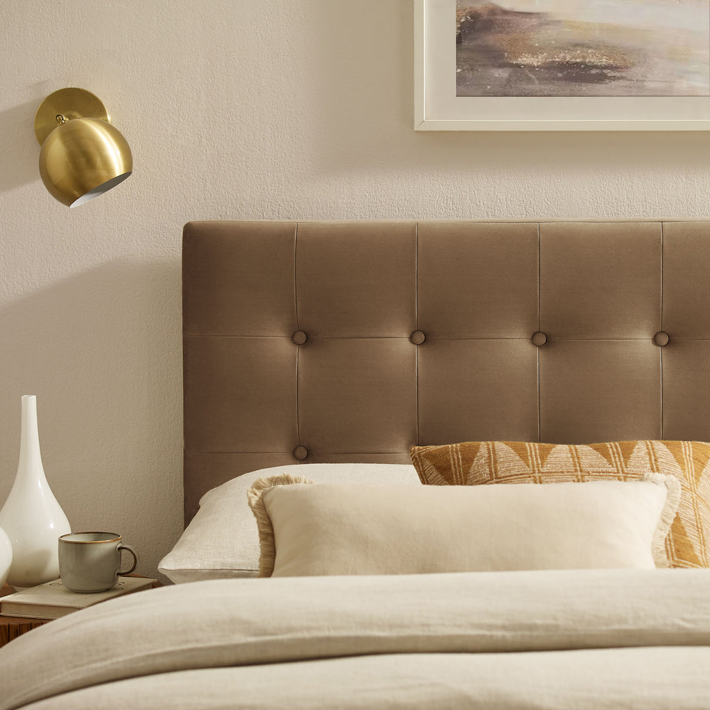 Emily Stain-Resistant Performance Velvet Queen Size Headboard - Taupe