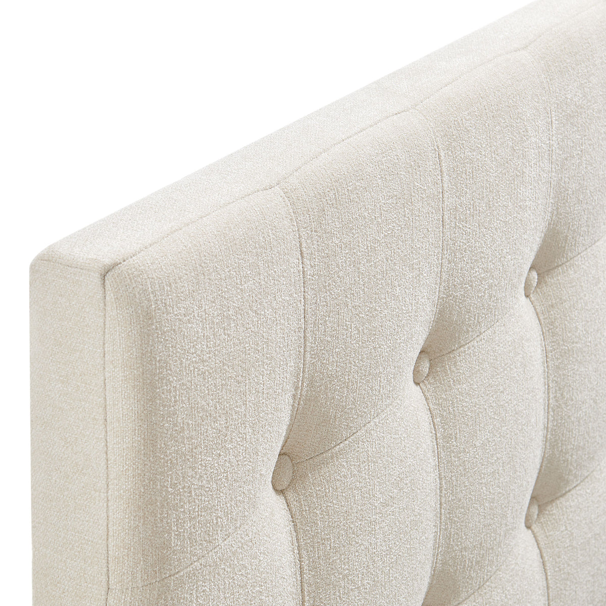 Emily Fabric Upholstered Queen Size Headboard - Ecru