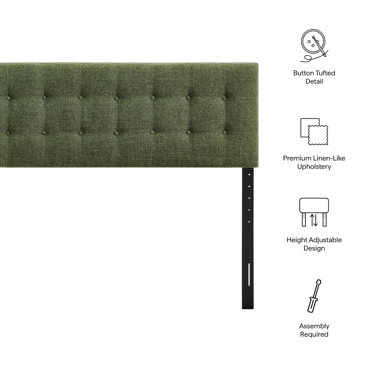 Emily Fabric Upholstered Queen Size Headboard - Foliage