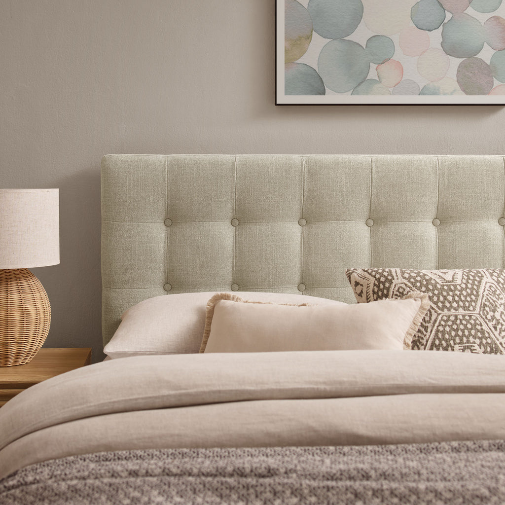 Emily Fabric Upholstered Queen Size Headboard - Linen