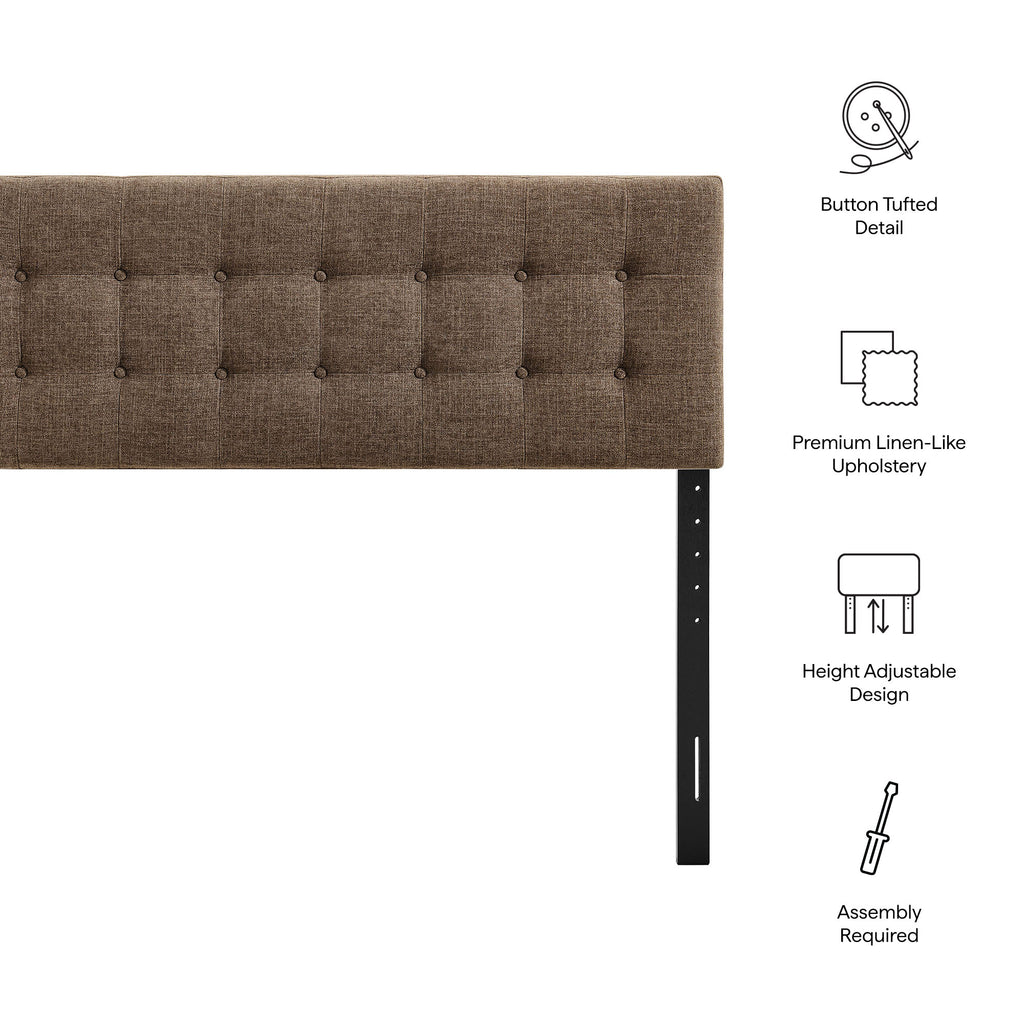 Emily Fabric Upholstered Queen Size Headboard - Mocha