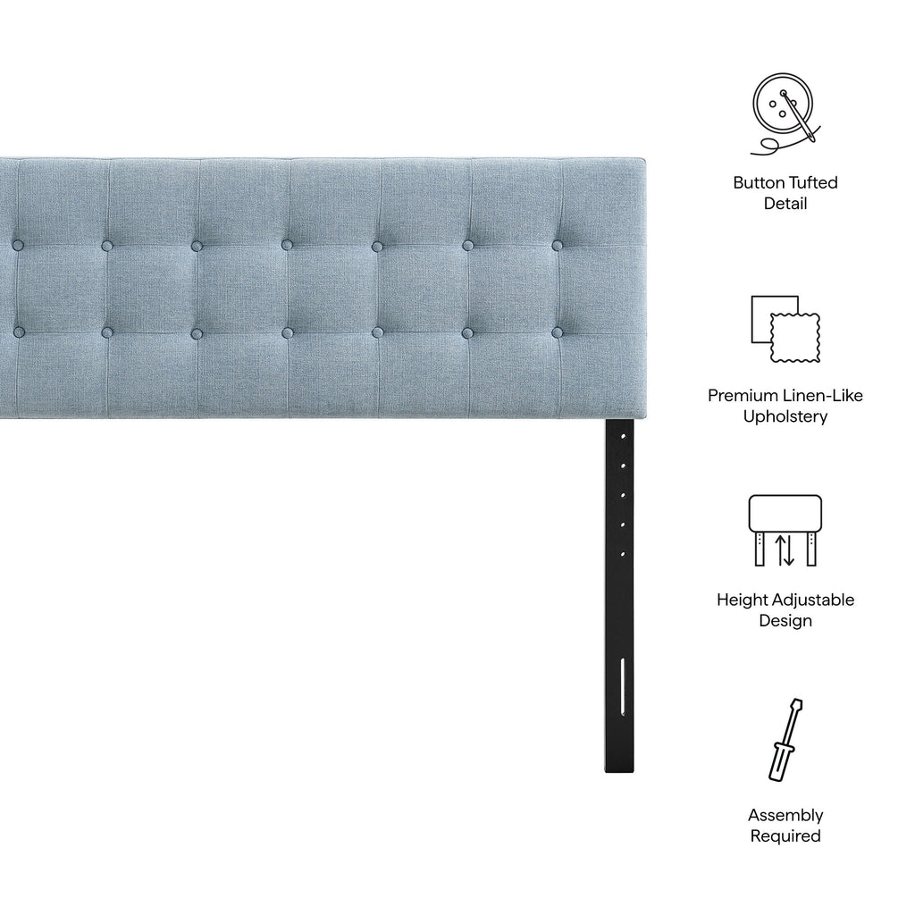 Emily Fabric Upholstered Queen Size Headboard - Sky Blue