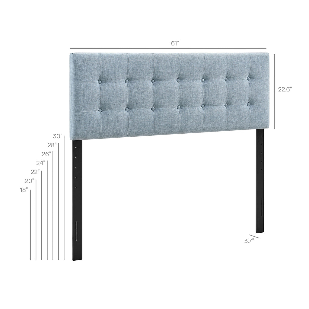 Emily Fabric Upholstered Queen Size Headboard - Sky Blue