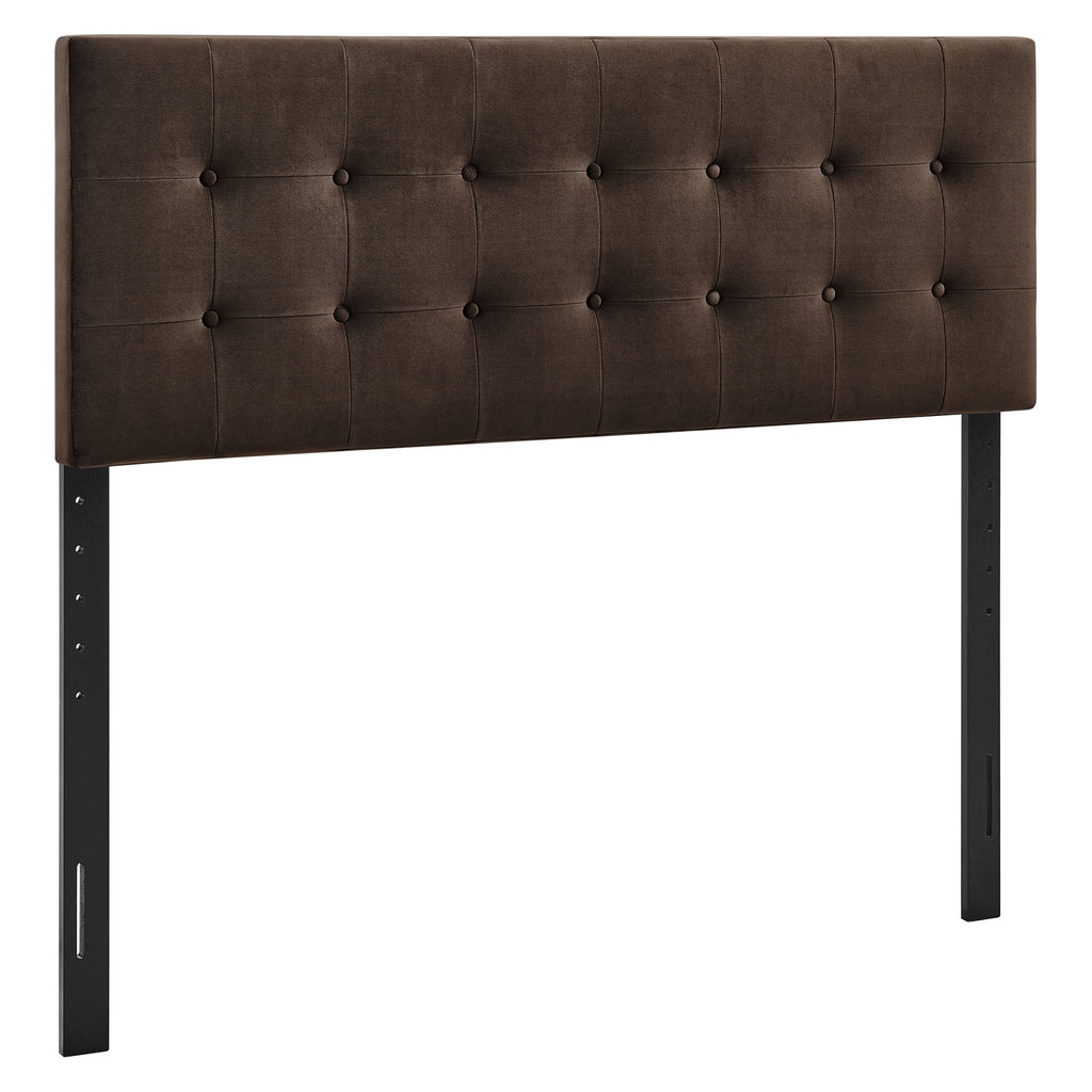 Emily Stain-Resistant Performance Velvet King Size Headboard - Chocolate Brown