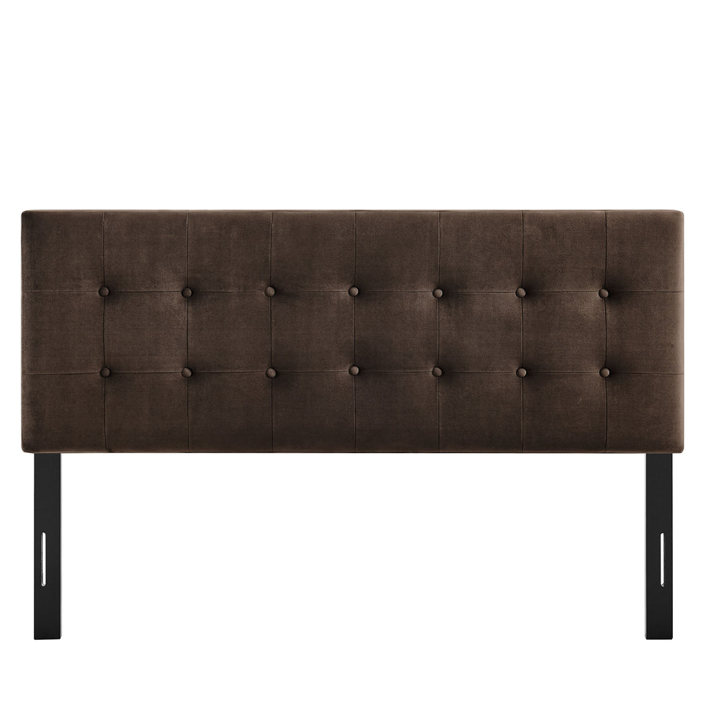 Emily Stain-Resistant Performance Velvet King Size Headboard - Chocolate Brown
