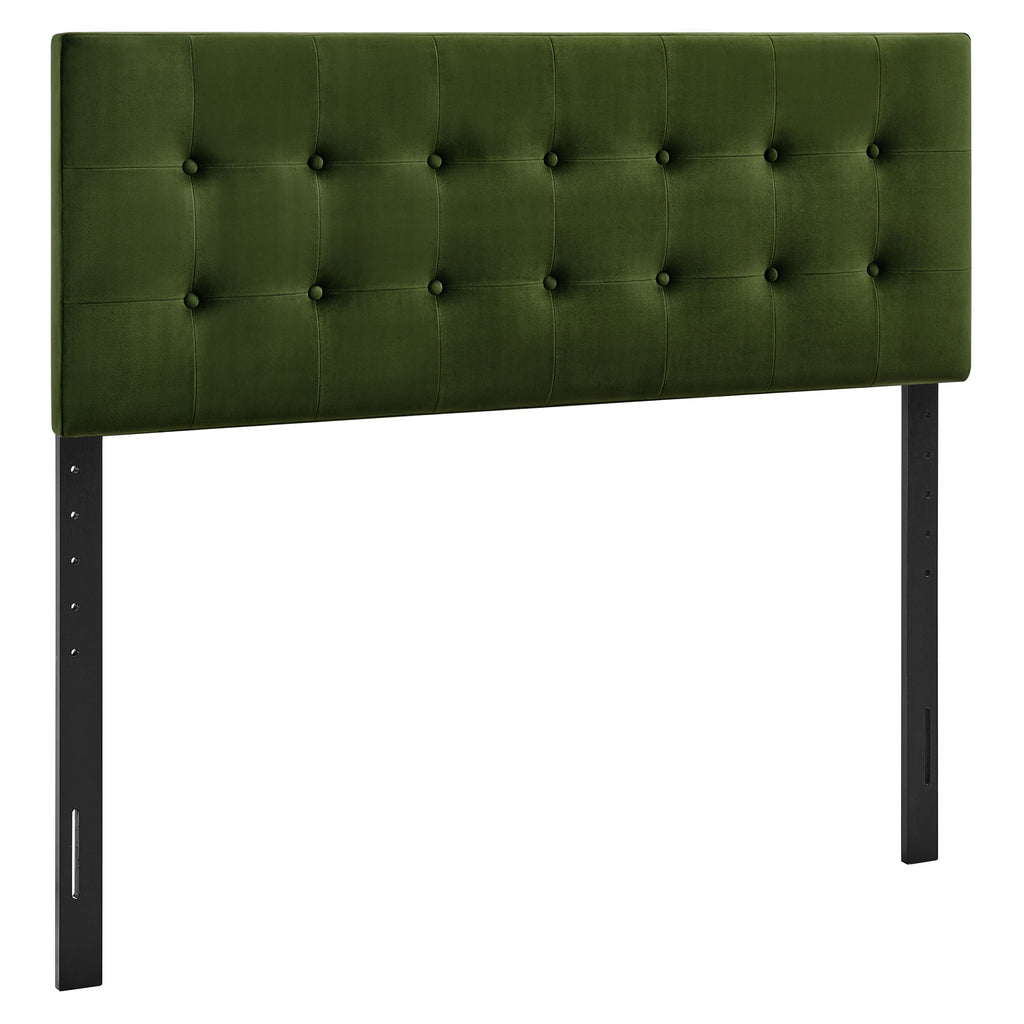 Emily Stain-Resistant Performance Velvet King Size Headboard - Moss Green