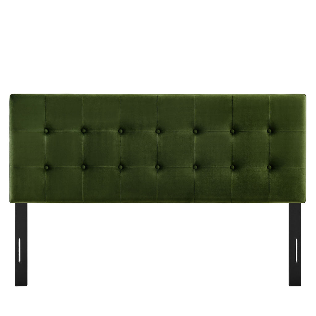 Emily Stain-Resistant Performance Velvet King Size Headboard - Moss Green