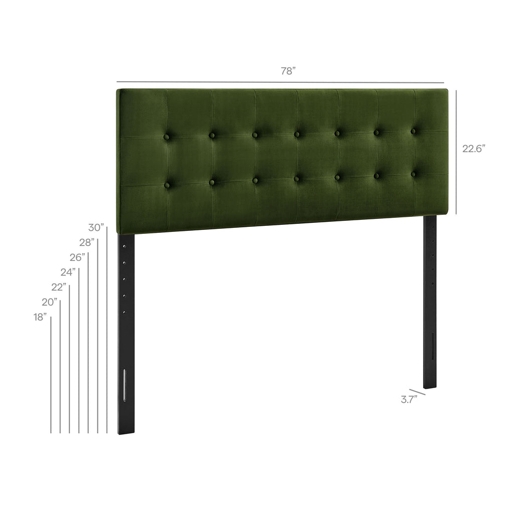 Emily Stain-Resistant Performance Velvet King Size Headboard - Moss Green