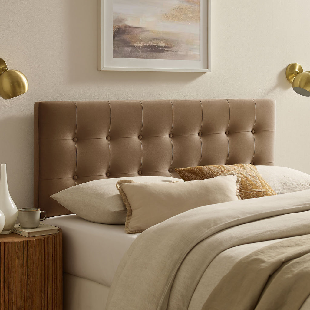 Emily Stain-Resistant Performance Velvet King Size Headboard - Taupe