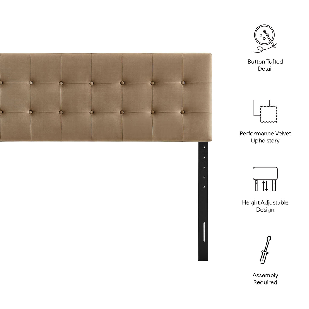 Emily Stain-Resistant Performance Velvet King Size Headboard - Taupe