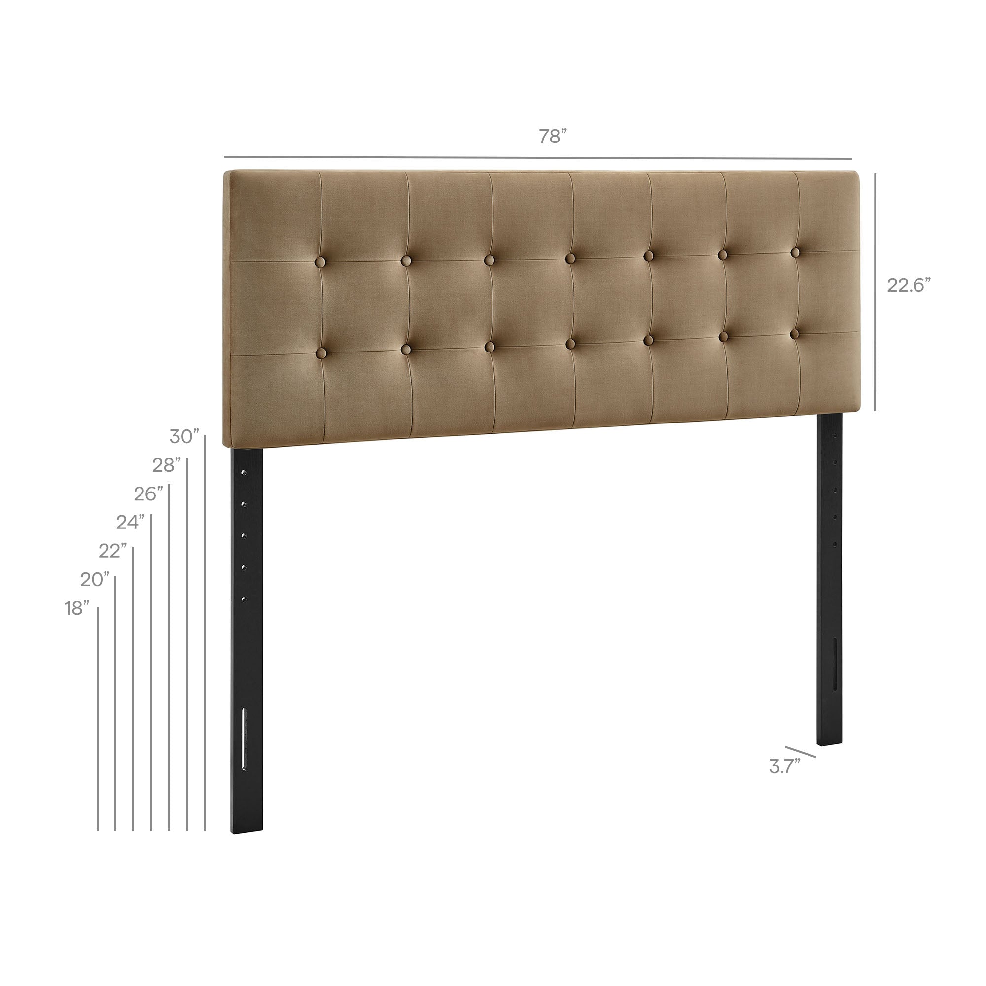 Emily Stain-Resistant Performance Velvet King Size Headboard - Taupe