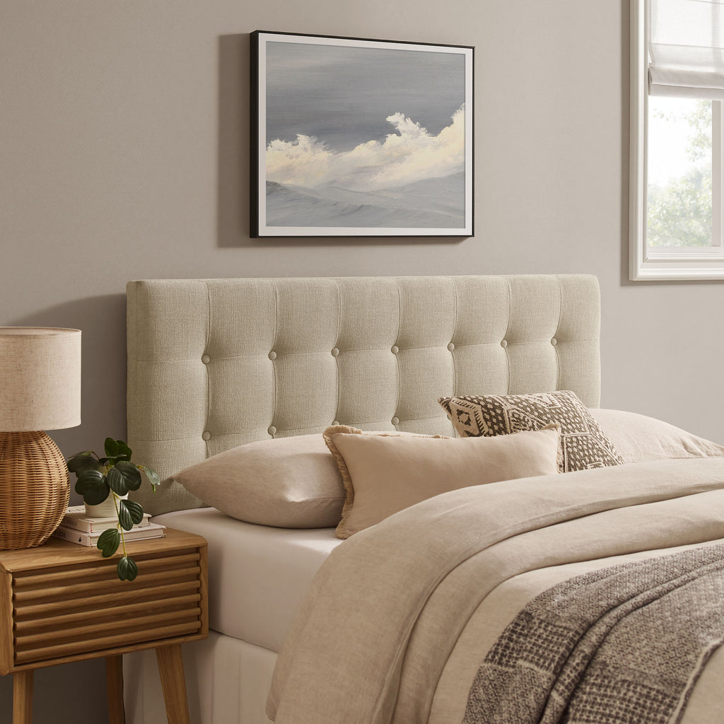 Emily Fabric Upholstered King Size Headboard - Ecru