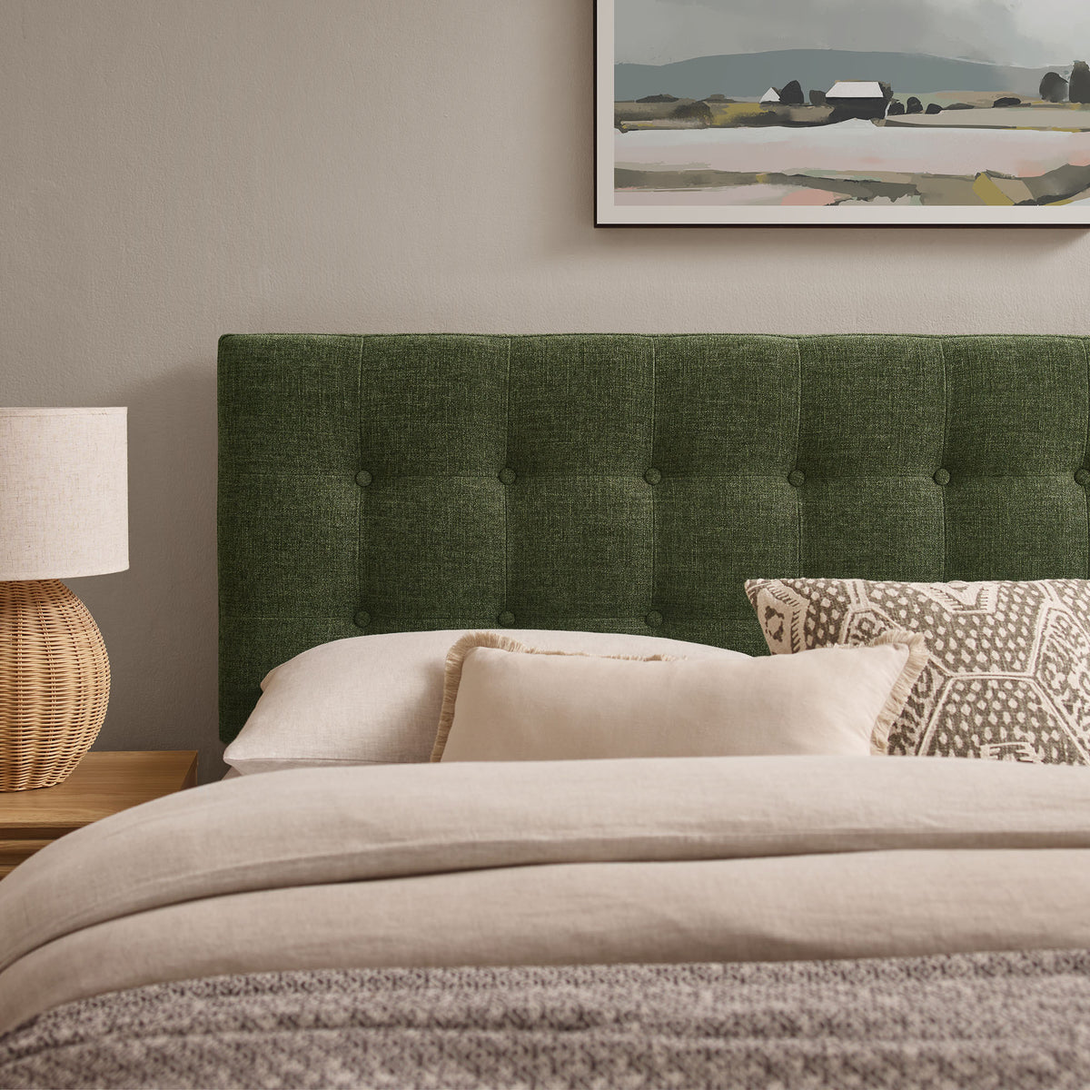Emily Fabric Upholstered King Size Headboard - Foliage