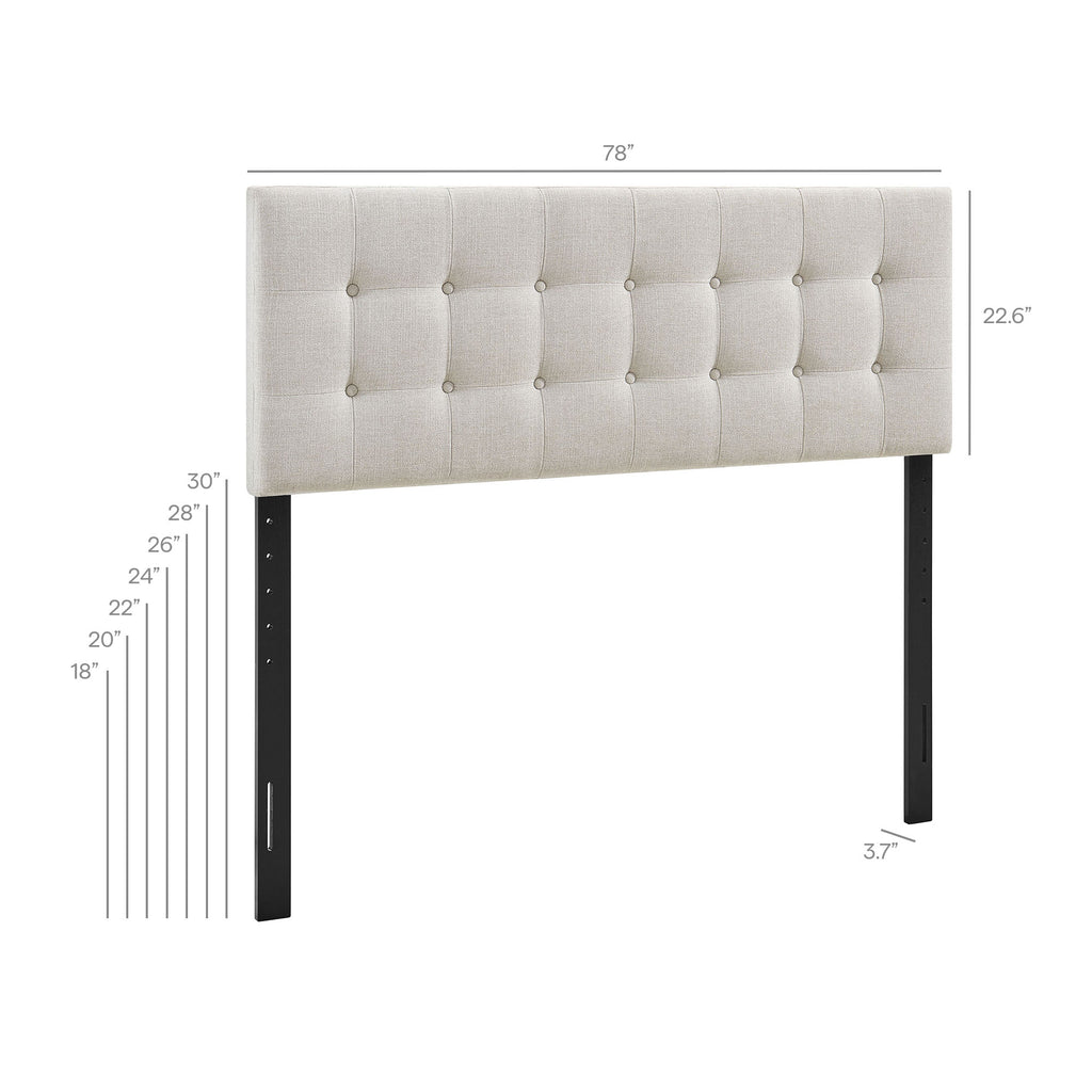 Emily Fabric Upholstered King Size Headboard - Linen