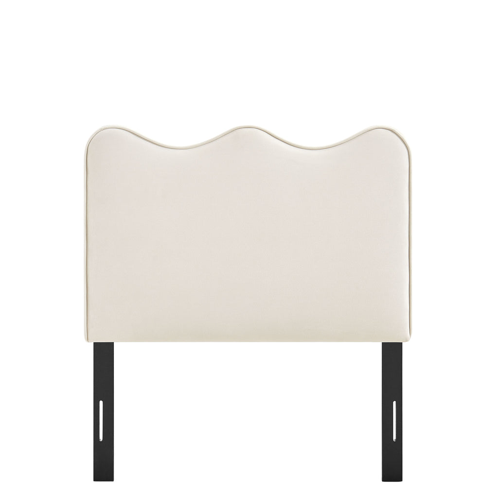 Athena Stain-Resistant Performance Velvet Twin Size Headboard - Alabaster