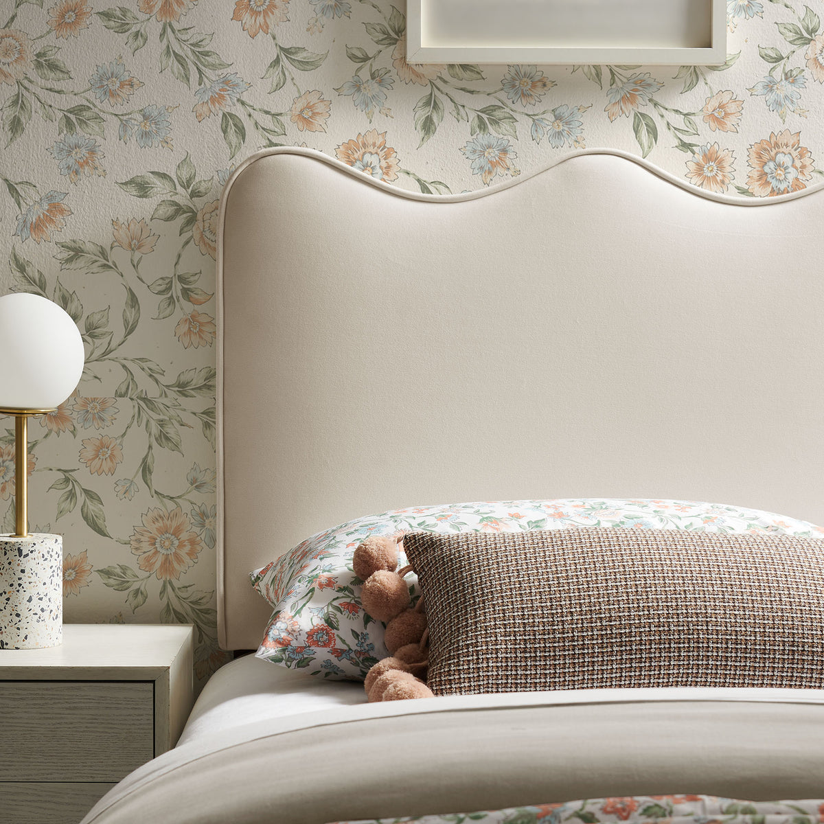 Athena Stain-Resistant Performance Velvet Twin Size Headboard - Alabaster