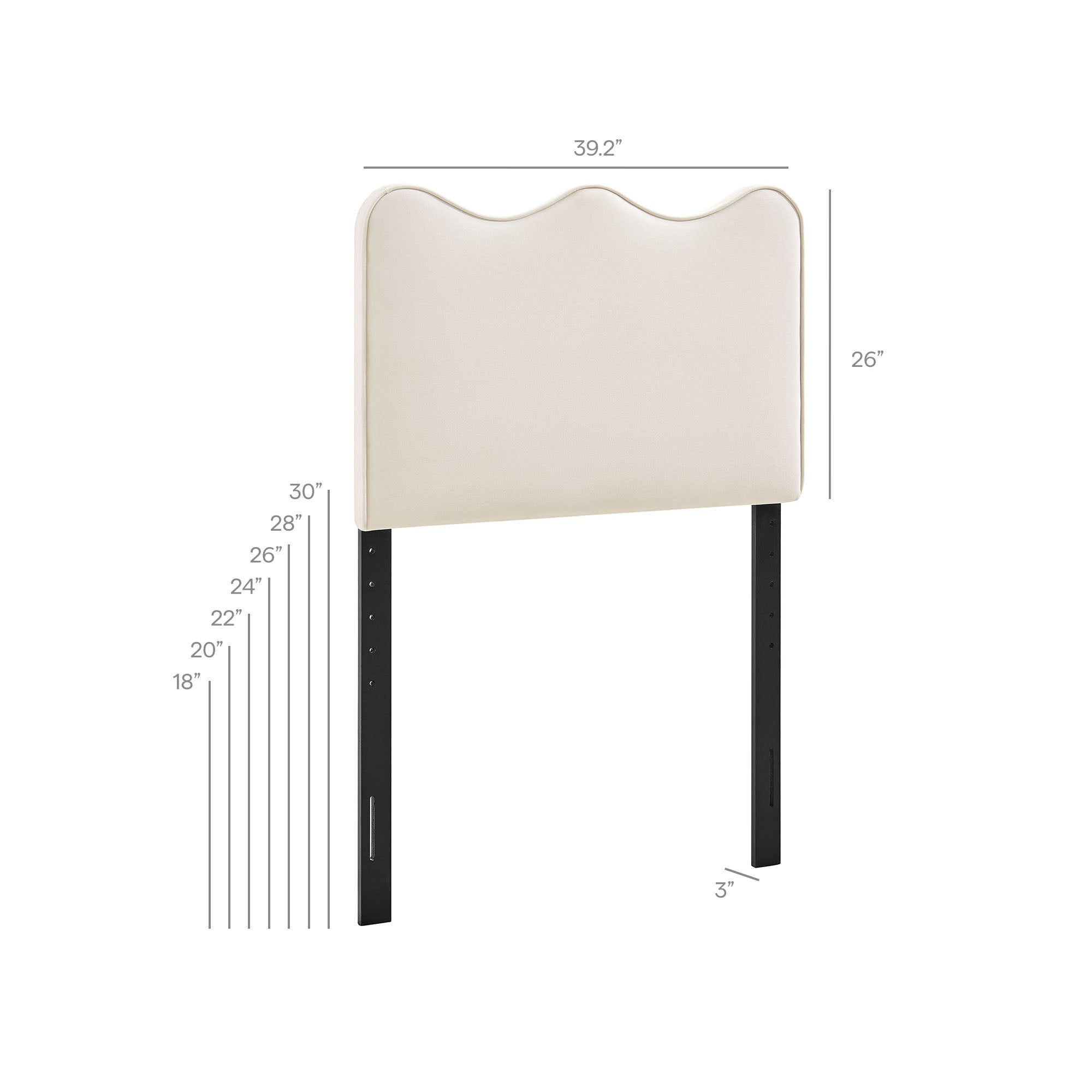 Athena Stain-Resistant Performance Velvet Twin Size Headboard - Alabaster