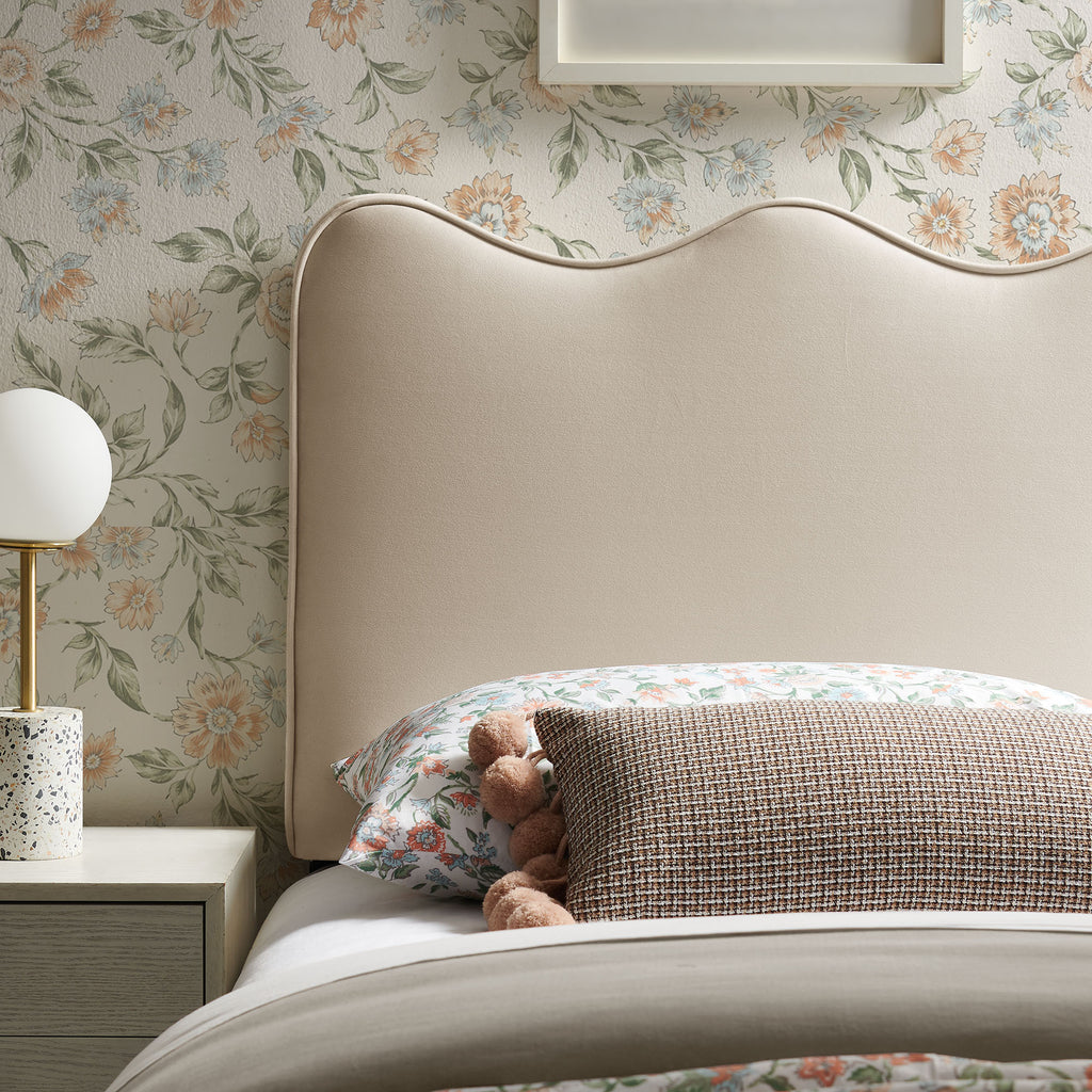 Athena Stain-Resistant Performance Velvet Twin Size Headboard - Almond