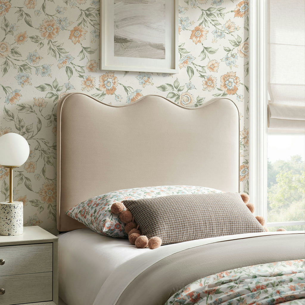 Athena Stain-Resistant Performance Velvet Twin Size Headboard - Almond