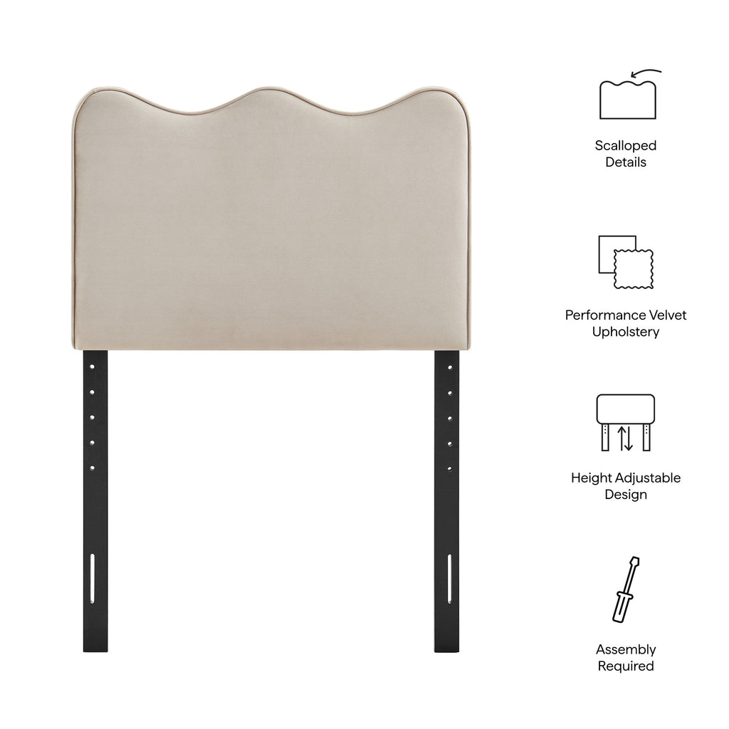Athena Stain-Resistant Performance Velvet Twin Size Headboard - Almond
