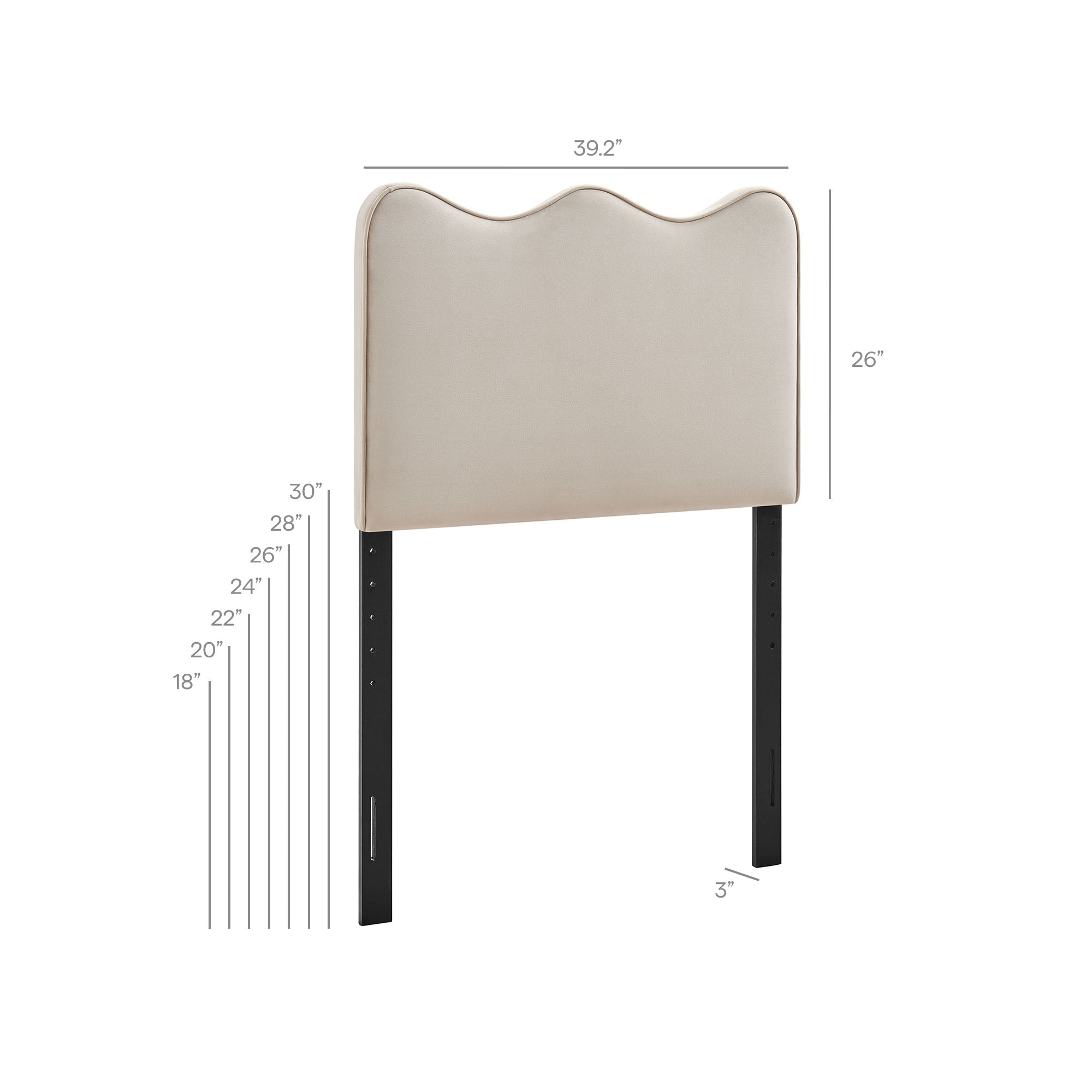 Athena Stain-Resistant Performance Velvet Twin Size Headboard - Almond