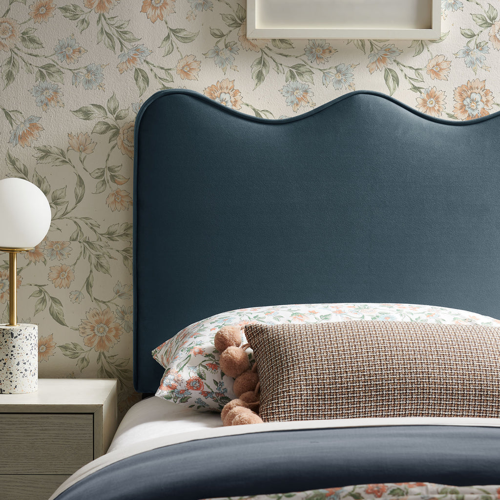 Athena Stain-Resistant Performance Velvet Twin Size Headboard - Cadet Blue