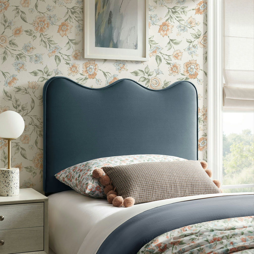 Athena Stain-Resistant Performance Velvet Twin Size Headboard - Cadet Blue