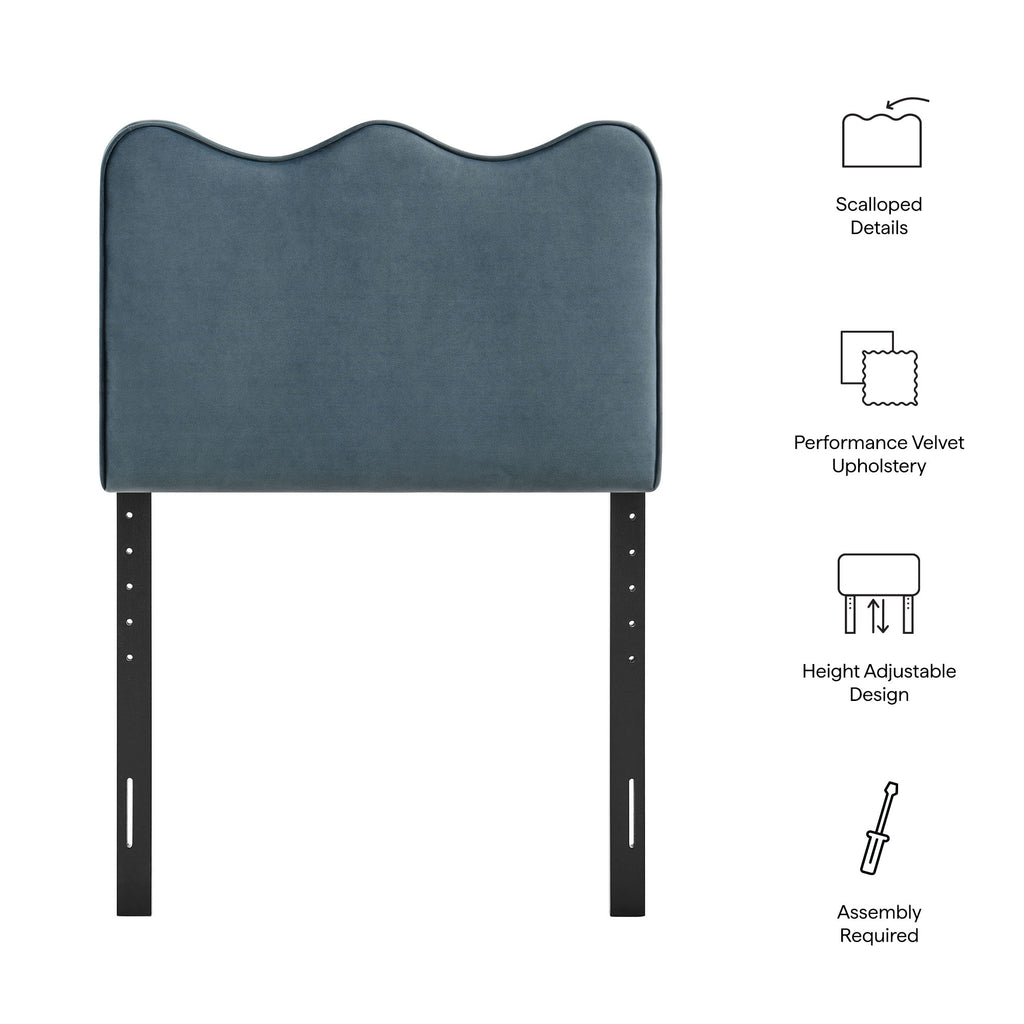 Athena Stain-Resistant Performance Velvet Twin Size Headboard - Cadet Blue
