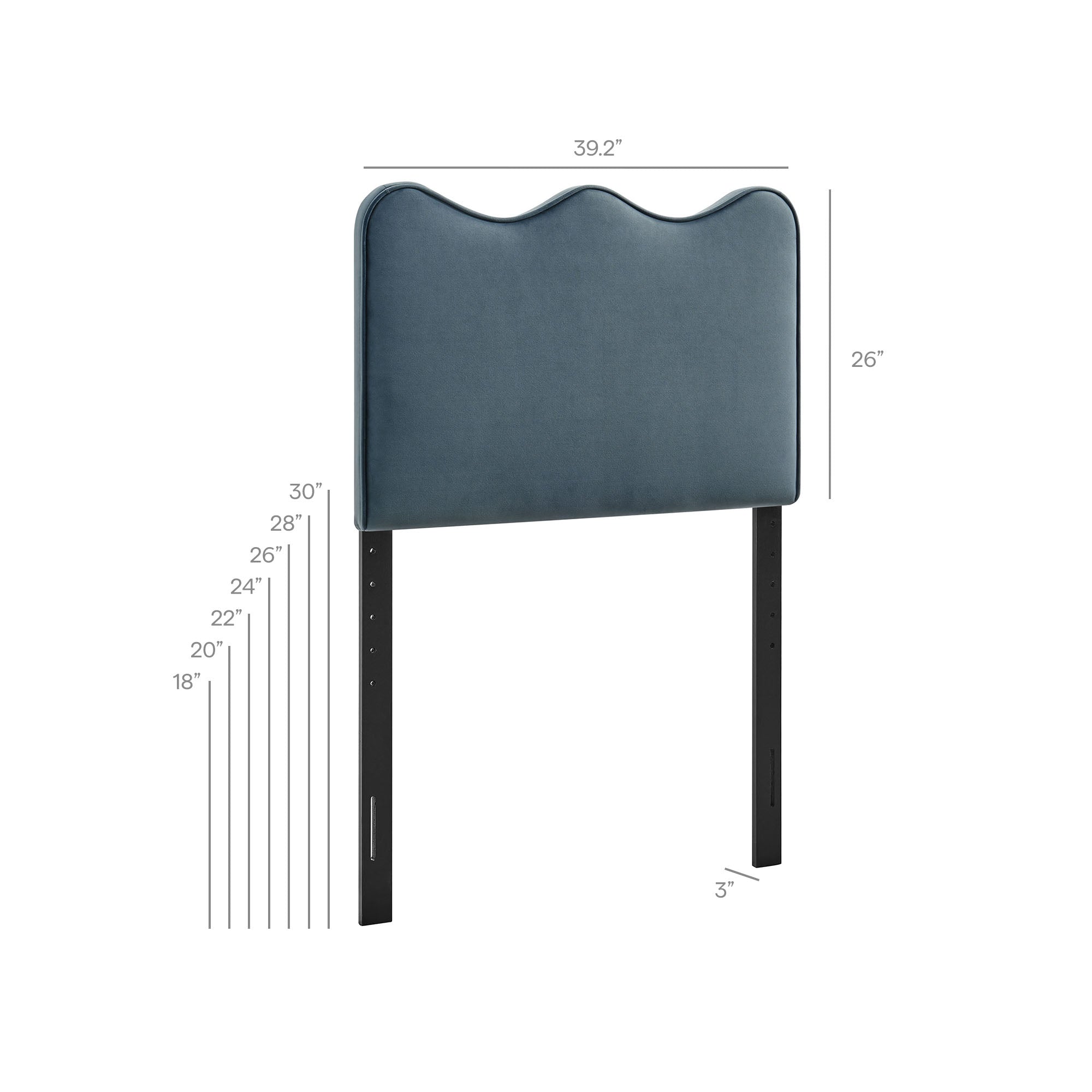 Athena Stain-Resistant Performance Velvet Twin Size Headboard - Cadet Blue