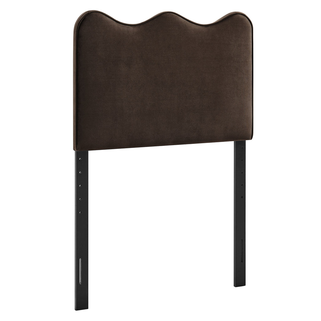 Athena Stain-Resistant Performance Velvet Twin Size Headboard - Chocolate Brown