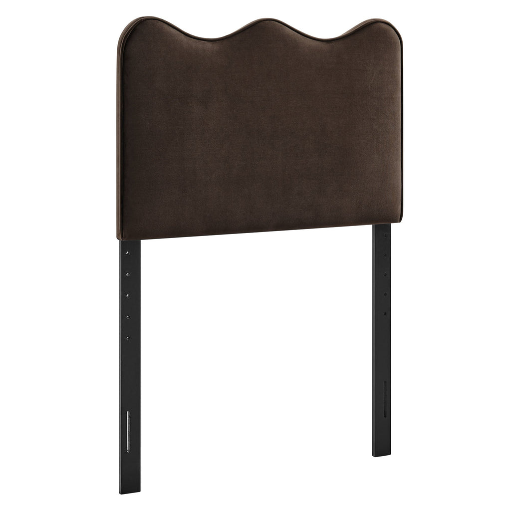 Athena Stain-Resistant Performance Velvet Size Headboard - Chocolate Brown — Chocolate Brown Twin