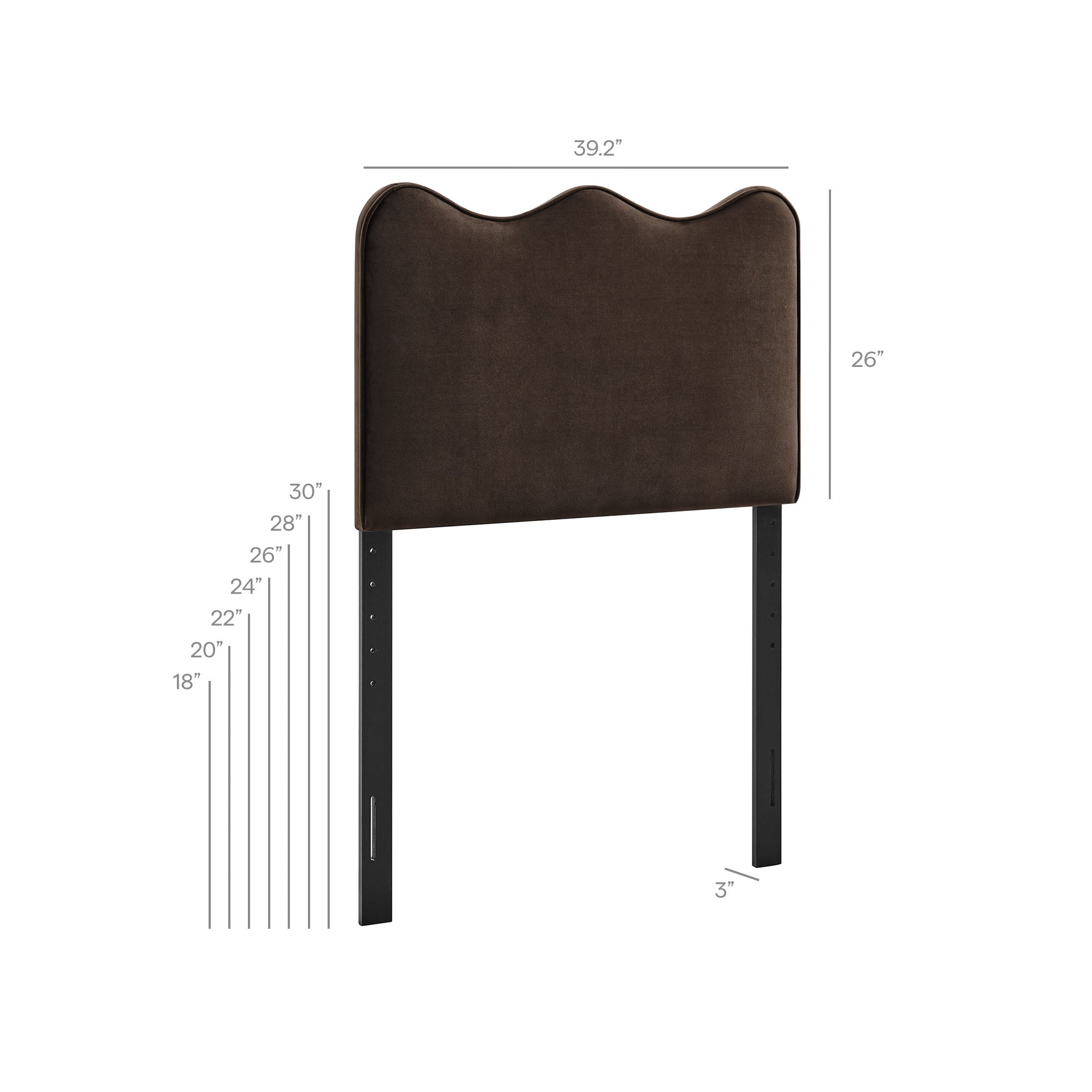 Athena Stain-Resistant Performance Velvet Twin Size Headboard - Chocolate Brown