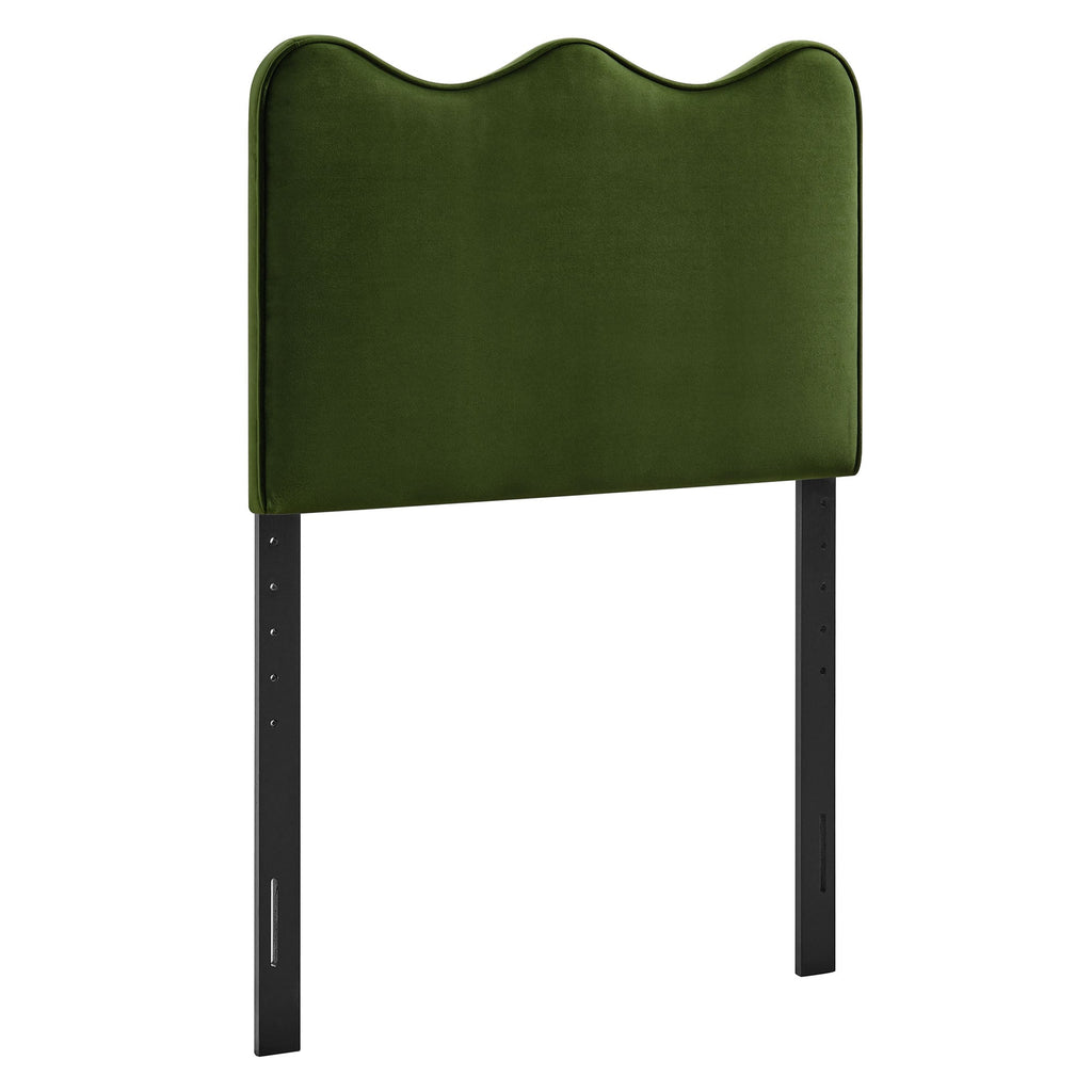 Athena Stain-Resistant Performance Velvet Size Headboard - Moss Green — Moss Green Twin