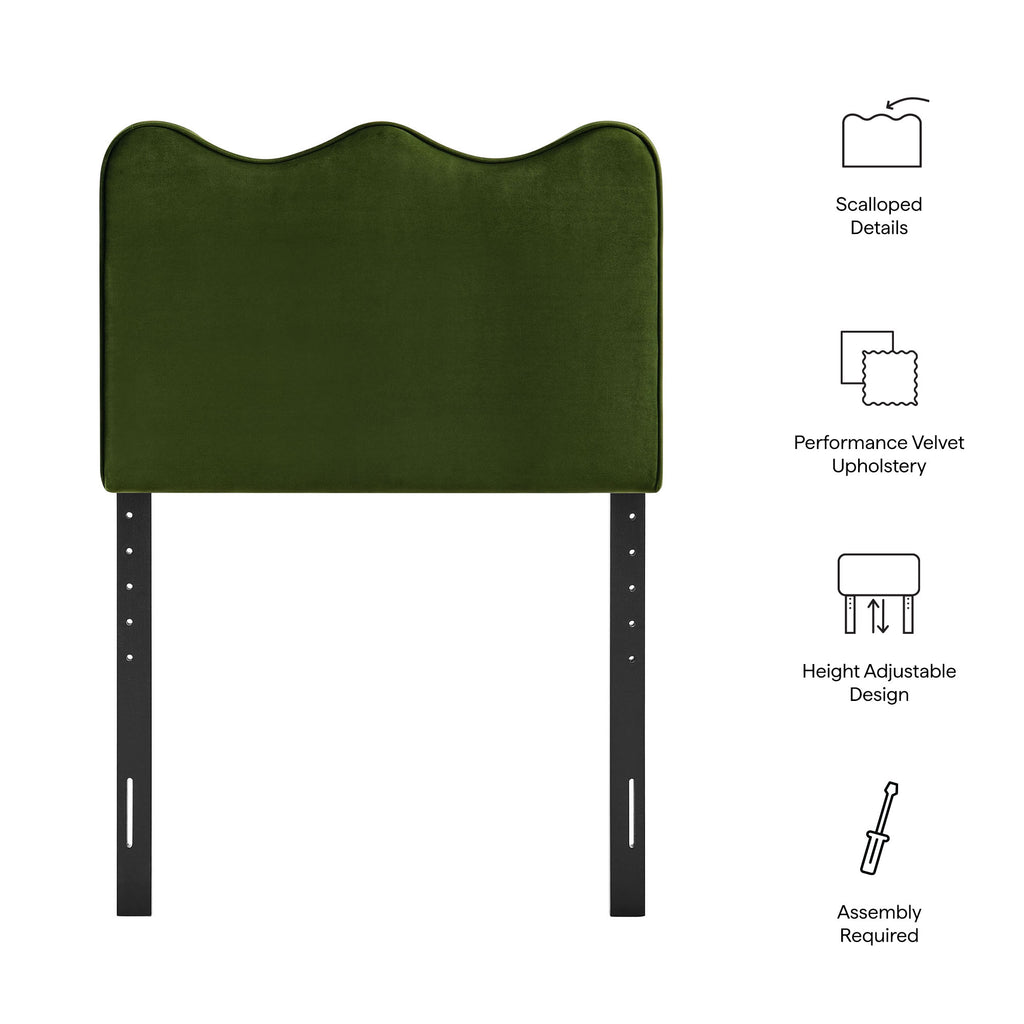 Athena Stain-Resistant Performance Velvet Twin Size Headboard - Moss Green
