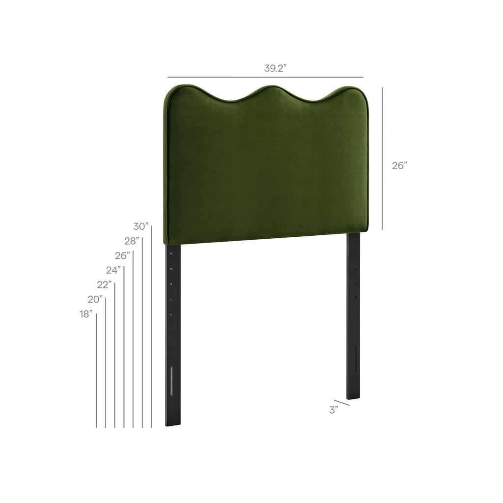 Athena Stain-Resistant Performance Velvet Twin Size Headboard - Moss Green