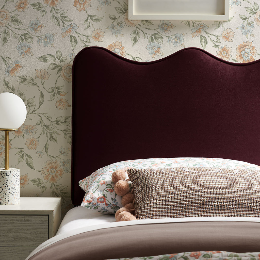 Athena Stain-Resistant Performance Velvet Twin Size Headboard - Mulberry
