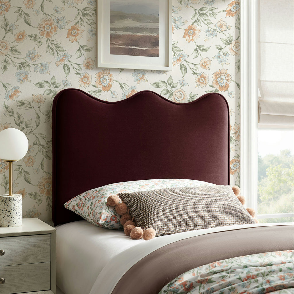 Athena Stain-Resistant Performance Velvet Twin Size Headboard - Mulberry