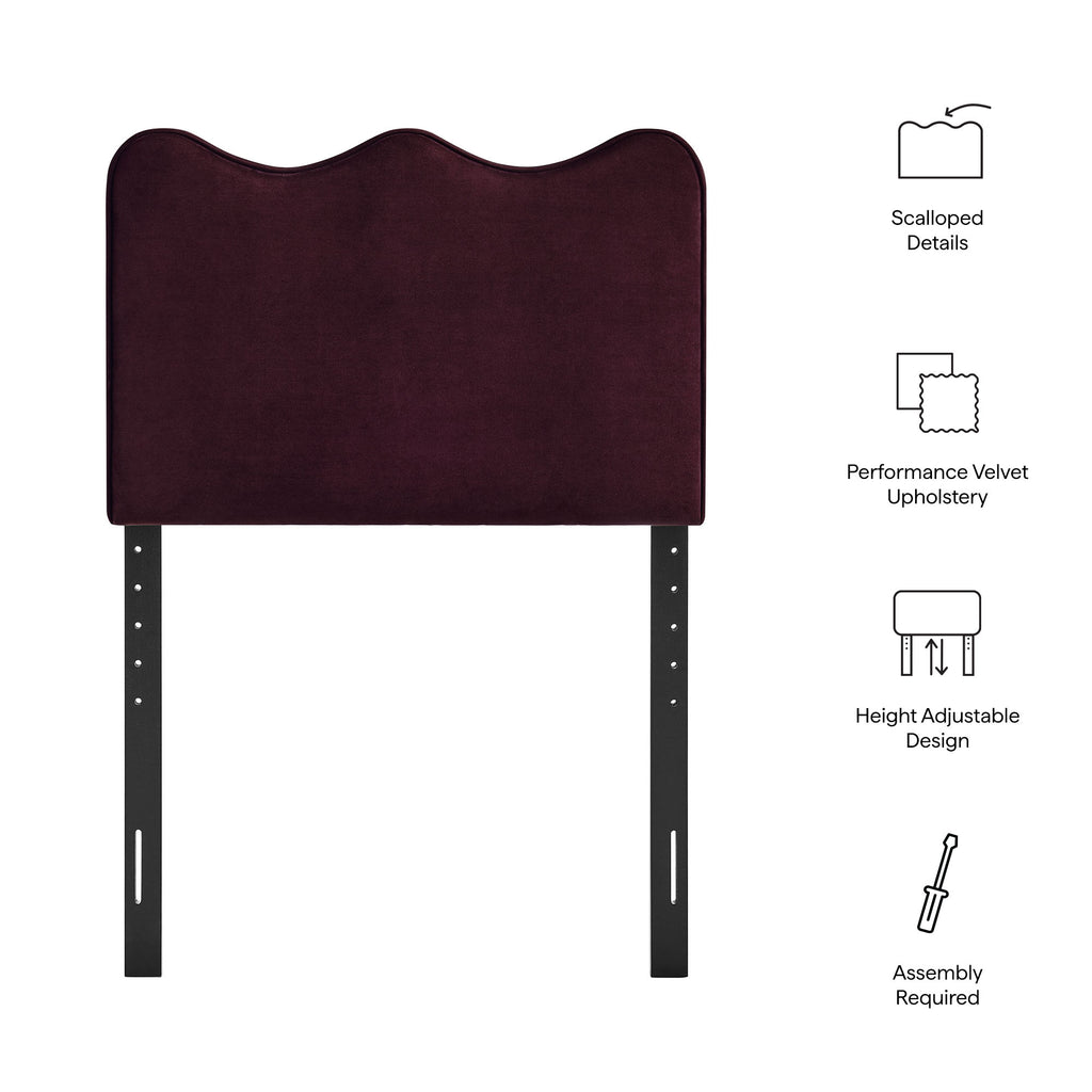 Athena Stain-Resistant Performance Velvet Twin Size Headboard - Mulberry