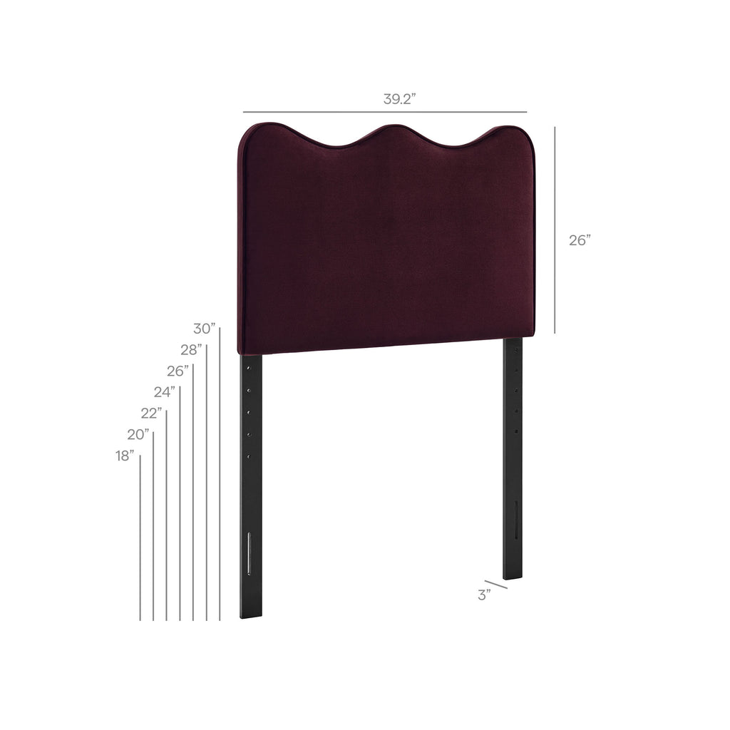 Athena Stain-Resistant Performance Velvet Twin Size Headboard - Mulberry