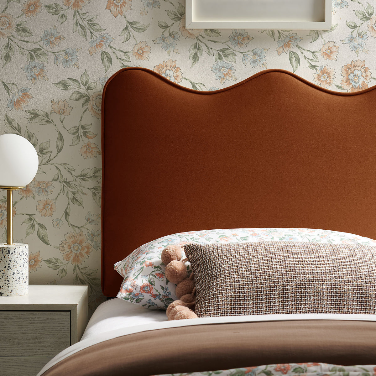 Athena Stain-Resistant Performance Velvet Twin Size Headboard - Rust