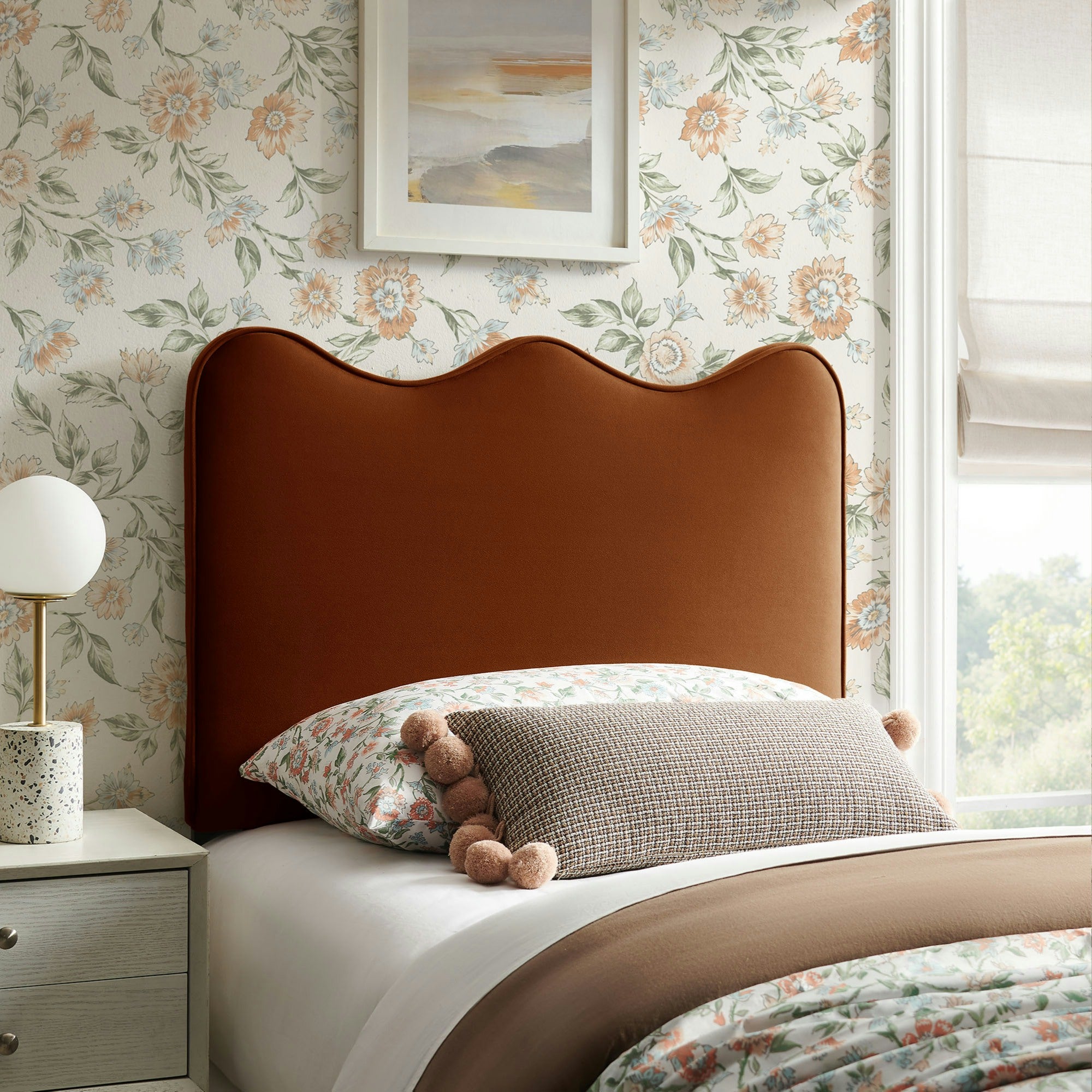 Athena Stain-Resistant Performance Velvet Twin Size Headboard - Rust