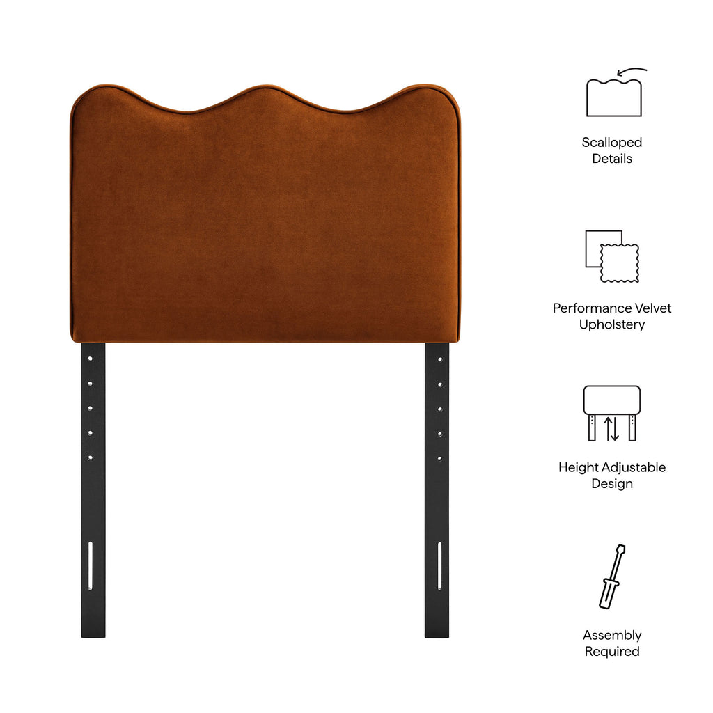 Athena Stain-Resistant Performance Velvet Twin Size Headboard - Rust