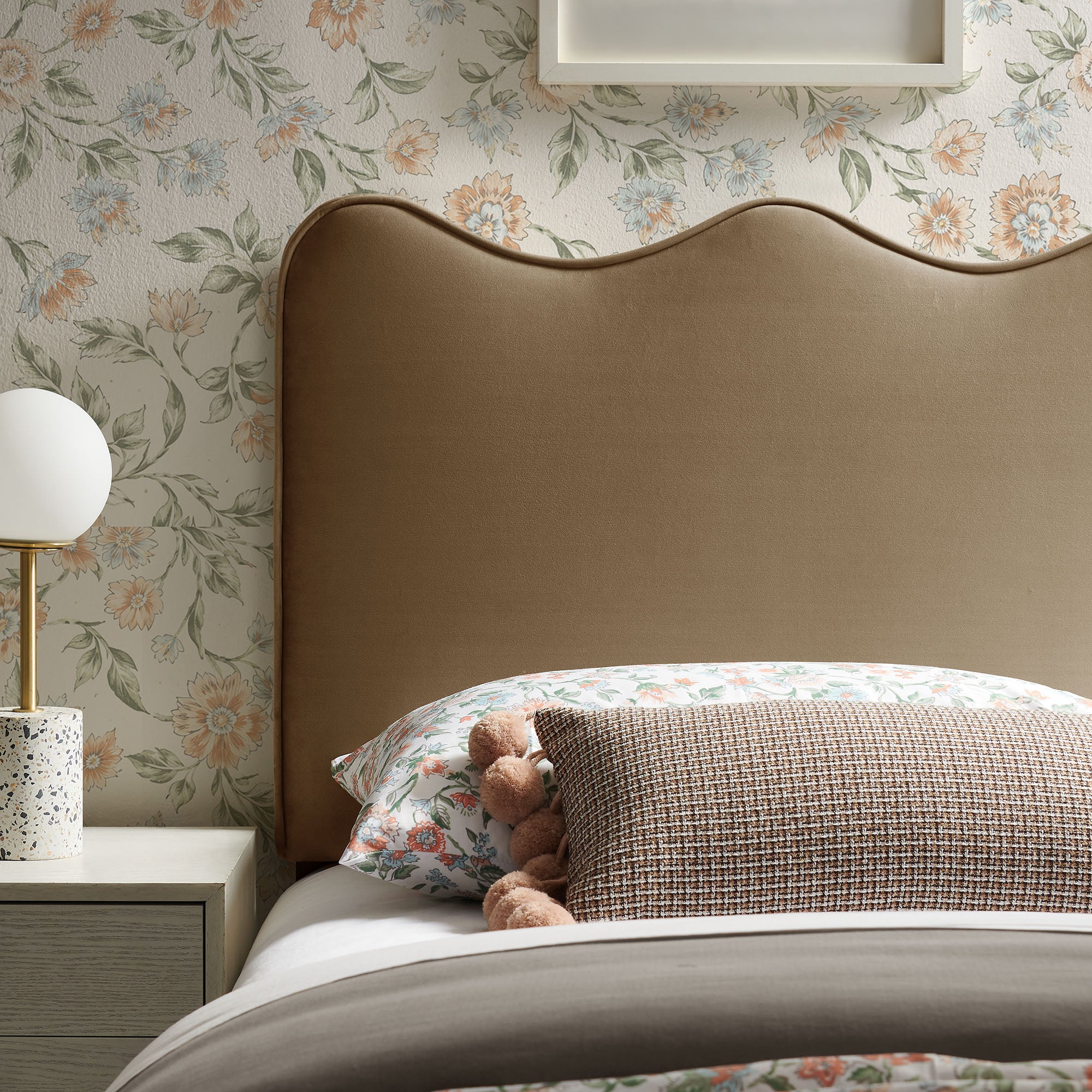 Athena Stain-Resistant Performance Velvet Twin Size Headboard - Taupe