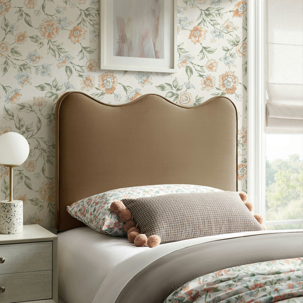 Athena Stain-Resistant Performance Velvet Twin Size Headboard - Taupe