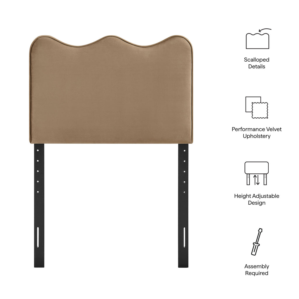 Athena Stain-Resistant Performance Velvet Twin Size Headboard - Taupe
